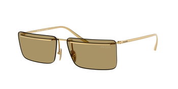 Das Bild zeigt die Prada Sonnenbrille für Herren PR C53S in Gold mit olivgrünen Gläsern von seitlich.