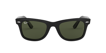 Das Bild zeigt die Ray Ban Wayfarer in schwarz von vorne.