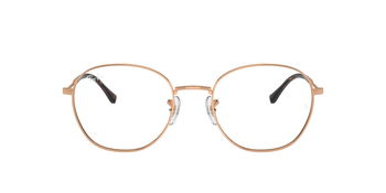 Das Bild zeigt die Korrektionsbrille RX6509 von Ray Ban in Roségold von vorne.