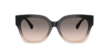 Das Bild zeigt die Ralph Lauren Sonnenbrille "The oversized Ricky" in schwarz-beige von vorne.