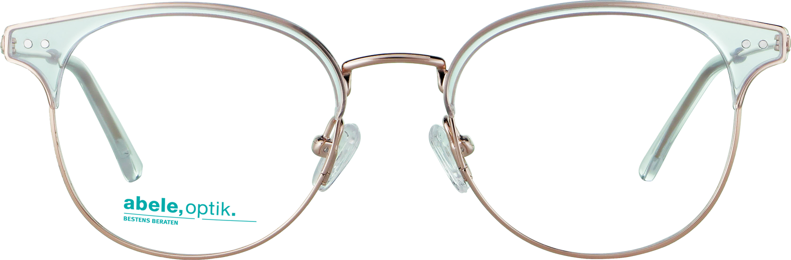 Das Bild zeigt die Korrektionsbrille 143691 von Abele Optik in transparent gold.