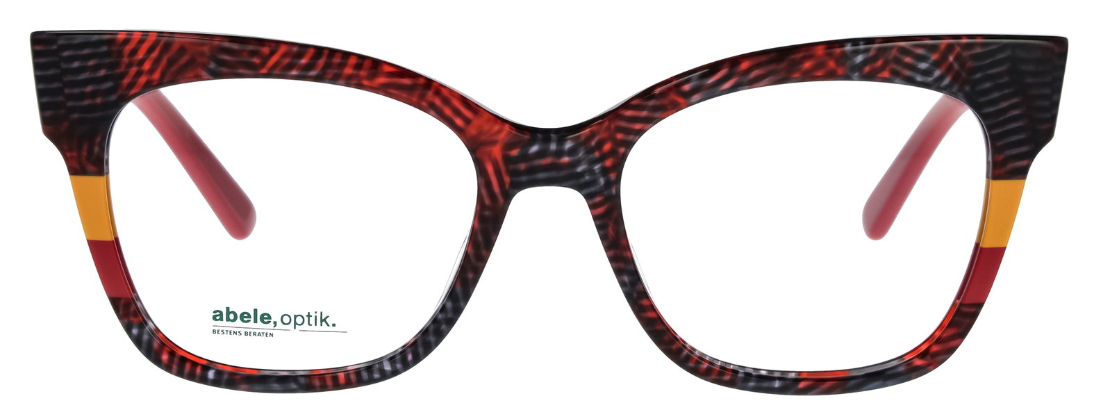 Das Bild zeigt die Brille 149361 von der Marke Eyebar in rot gemustert.