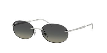 Das Bild zeigt die Ray Ban Sonnenbrille RB3767 in Silber mit grauen Verlaufsgläsern von seitlich.