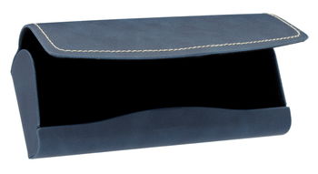 Das Bild zeigt das geöffnete Brillenetui Cello in blau.