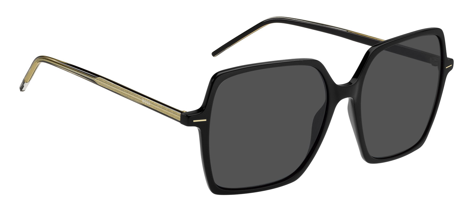Das Bild zeigt die rechteckige Sonnenbrille Boss 1524/S 807 für Damen von der Marke Boss in schwarz seitlich
