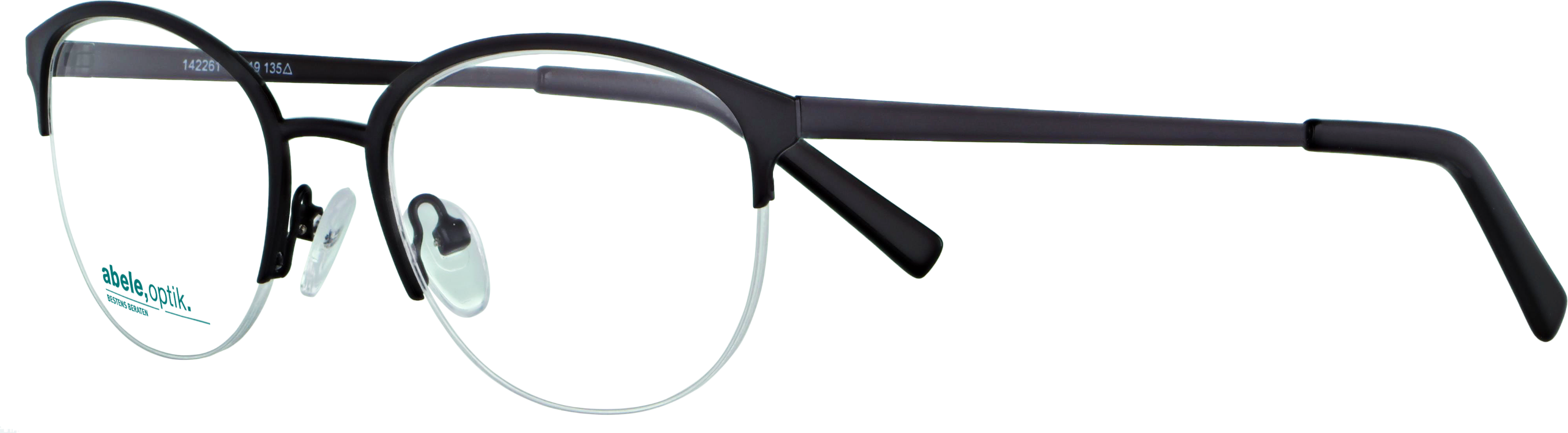 Das Bild zeigt die Korrektionsbrille 142261 von der Marke Abele Optik in schwarz matt.