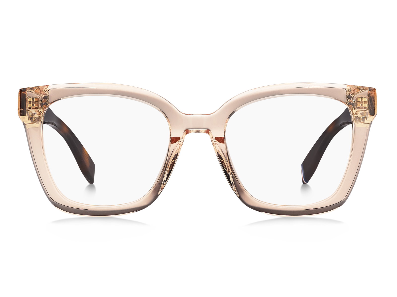 Das Bild zeigt die Cat-Eye-Brille TH1906 für Damen von der Marke Tommy Hilfiger in gold, pink, schwarz von vorne