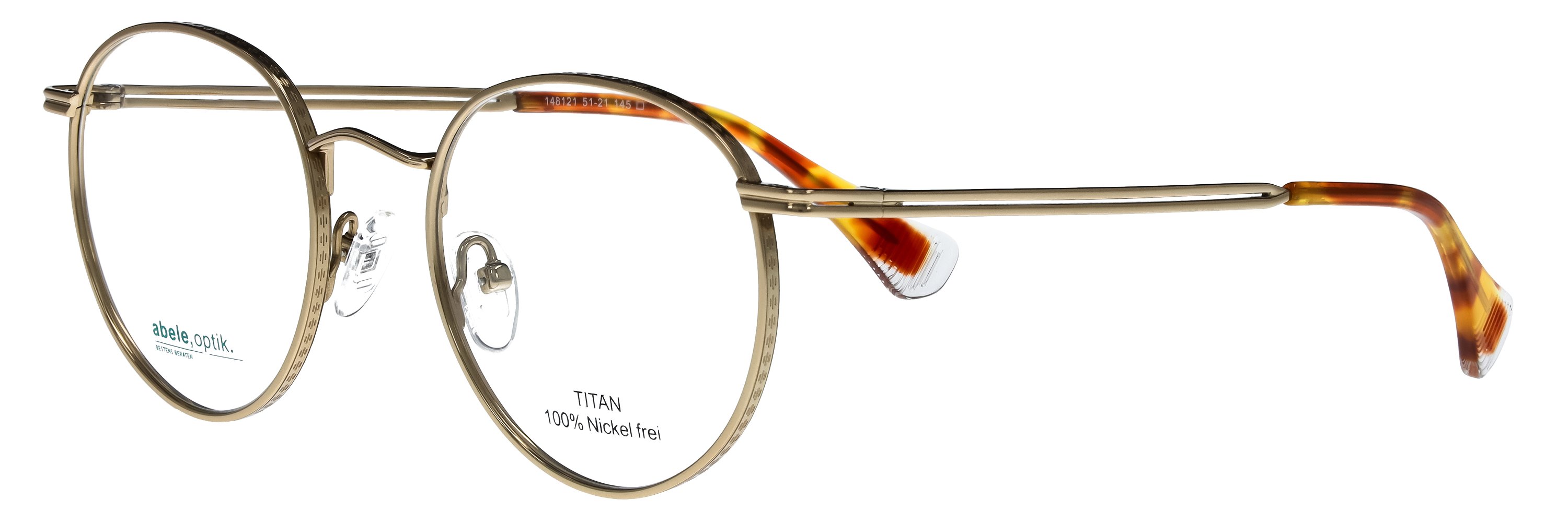 Das Bild zeigt die Korrektionsbrille 148121 von der Marke Abele Optik in gold.