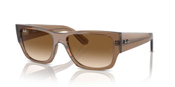 Das Bild zeigt die Sonnenbrille RB0947S 664051 von der Marke Ray-Ban in Hellbraun transparent.