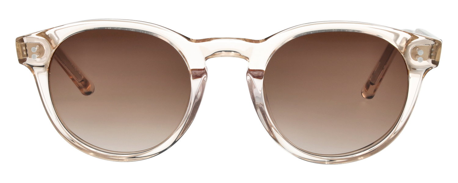 Das Bild zeigt die runde Sonnenbrille 720511 für Damen von der Marke Abele Optik in nude transparent von vorne