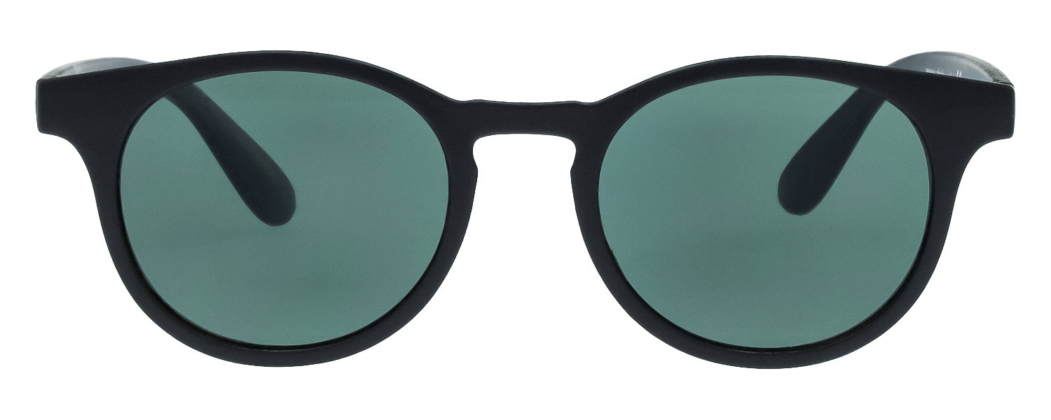 Das Bild zeigt die runde Kindersonnenbrille 720441 von der Marke Abele Optik in schwarz matt von vorne