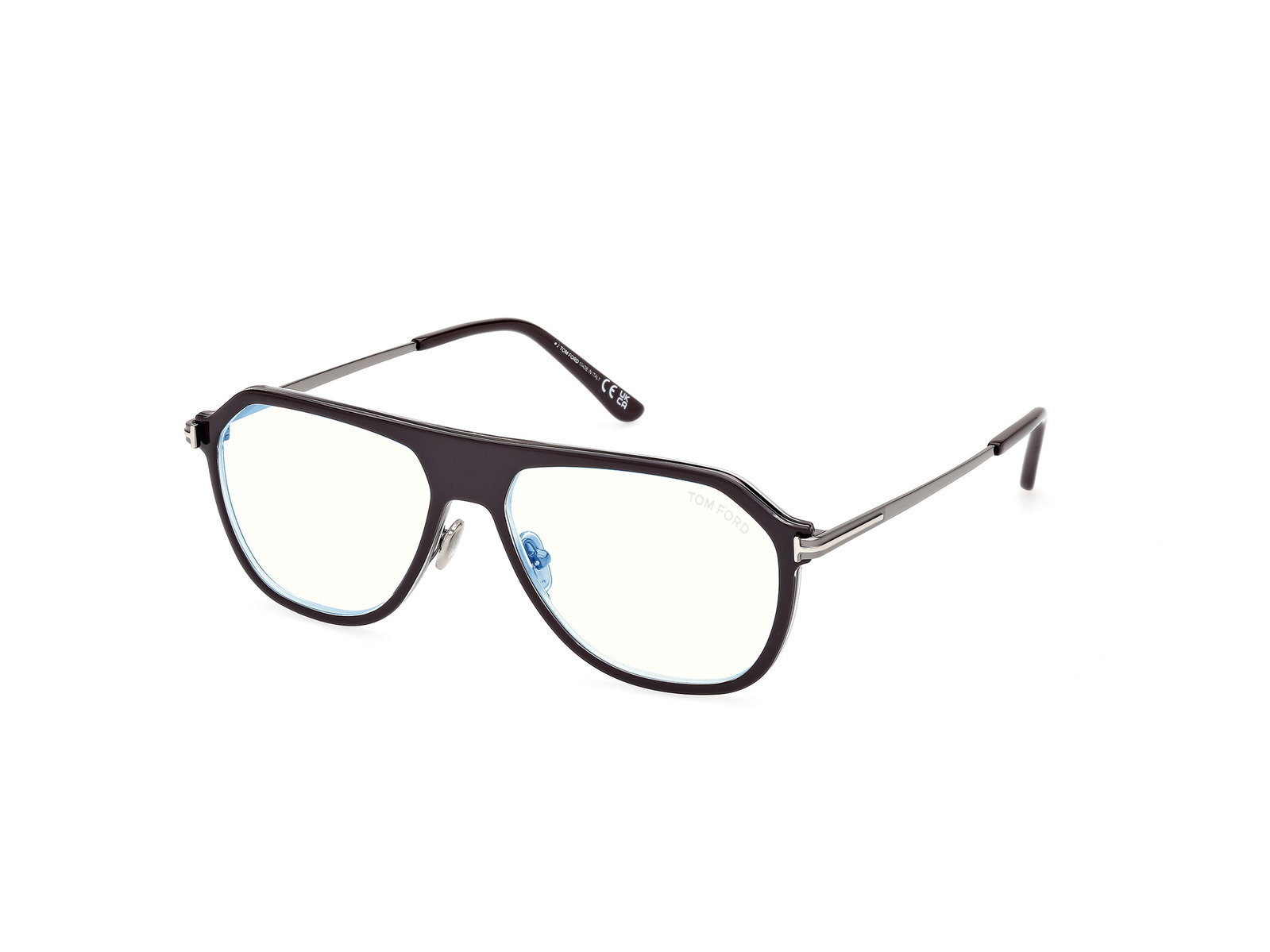 Das Bild zeigt die Korrektionsbrille FT5943 050 von der Marke Tom Ford in Braun/Gun.