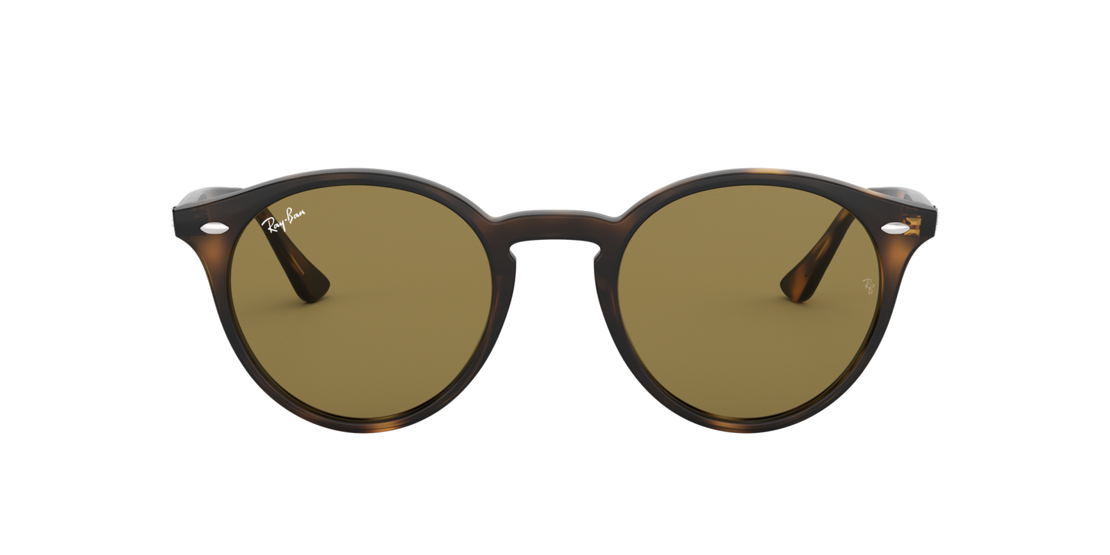 Das Bild zeigt die Browline-Sonnenbrille RB2180 710/73 51 für Damen von der Marke Ray-Ban in braun havanna von vorne