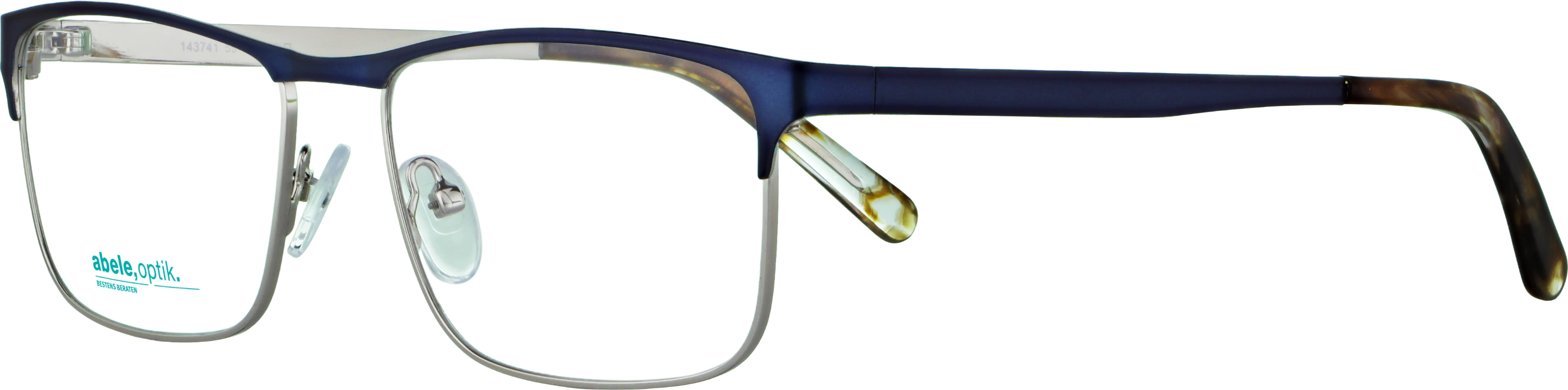 Das Bild zeigt die Korrektionsbrille 143741 von Abele Optik in blau silber.