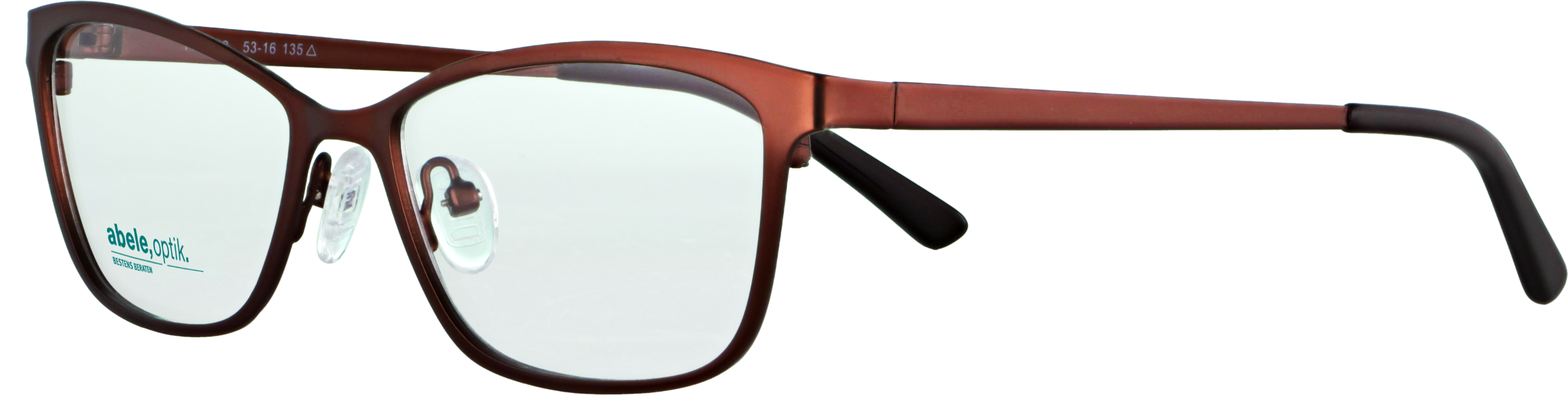 Das Bild zeigt die Korrektionsbrille 142222 von der Marke Abele Optik in rotbraun.
