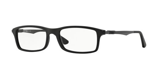 Ray Ban eckige Brille in Schwarz Matt aus Kunststoff für Herren RX7017 5196 54