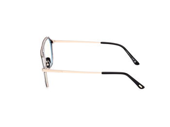 Das Bild zeigt die Korrektionsbrille FT5943 003 von der Marke Tom Ford in Schwarz/Roßégold.