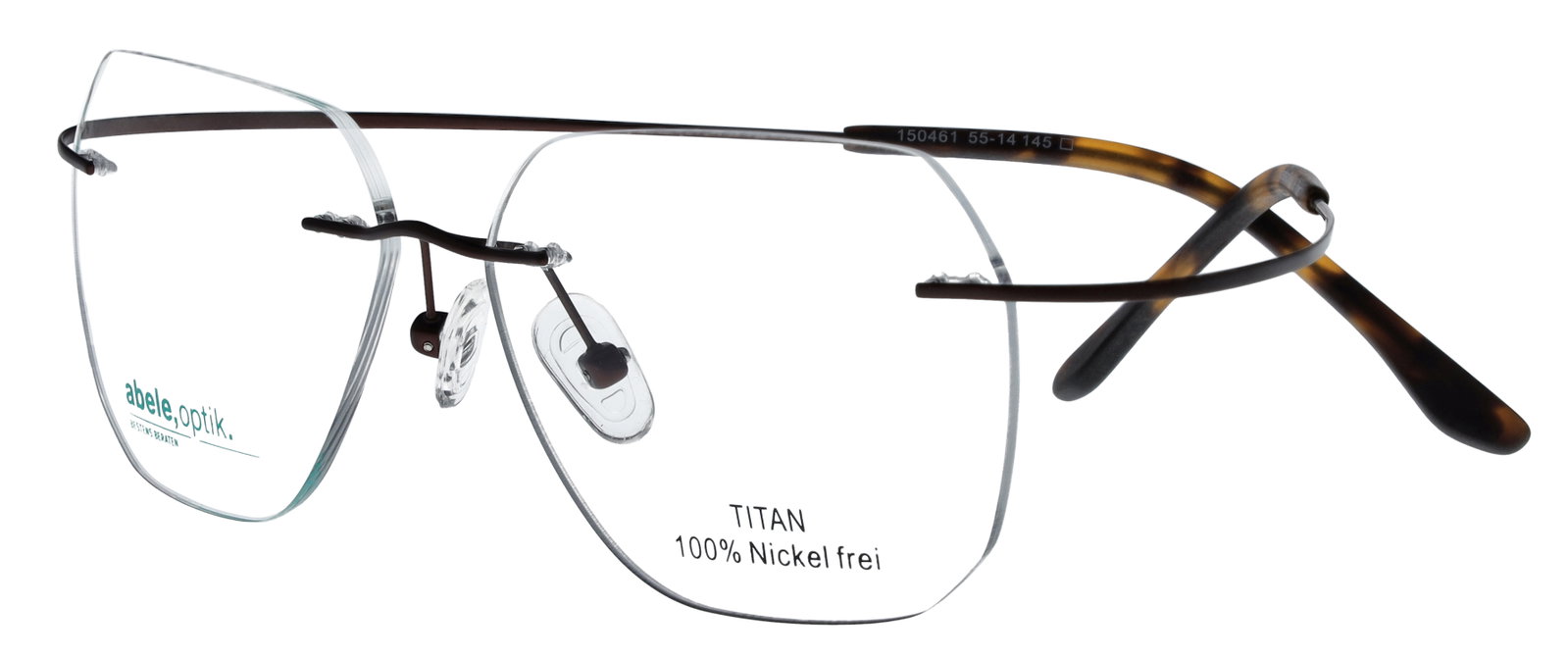 Titanbrille für Herren randlos dunkelbraun matt 150461