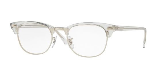 Das Bild zeigt die rechteckige Brille RX5154 2001 für Herren von der Marke Ray-Ban in transparent von vorne