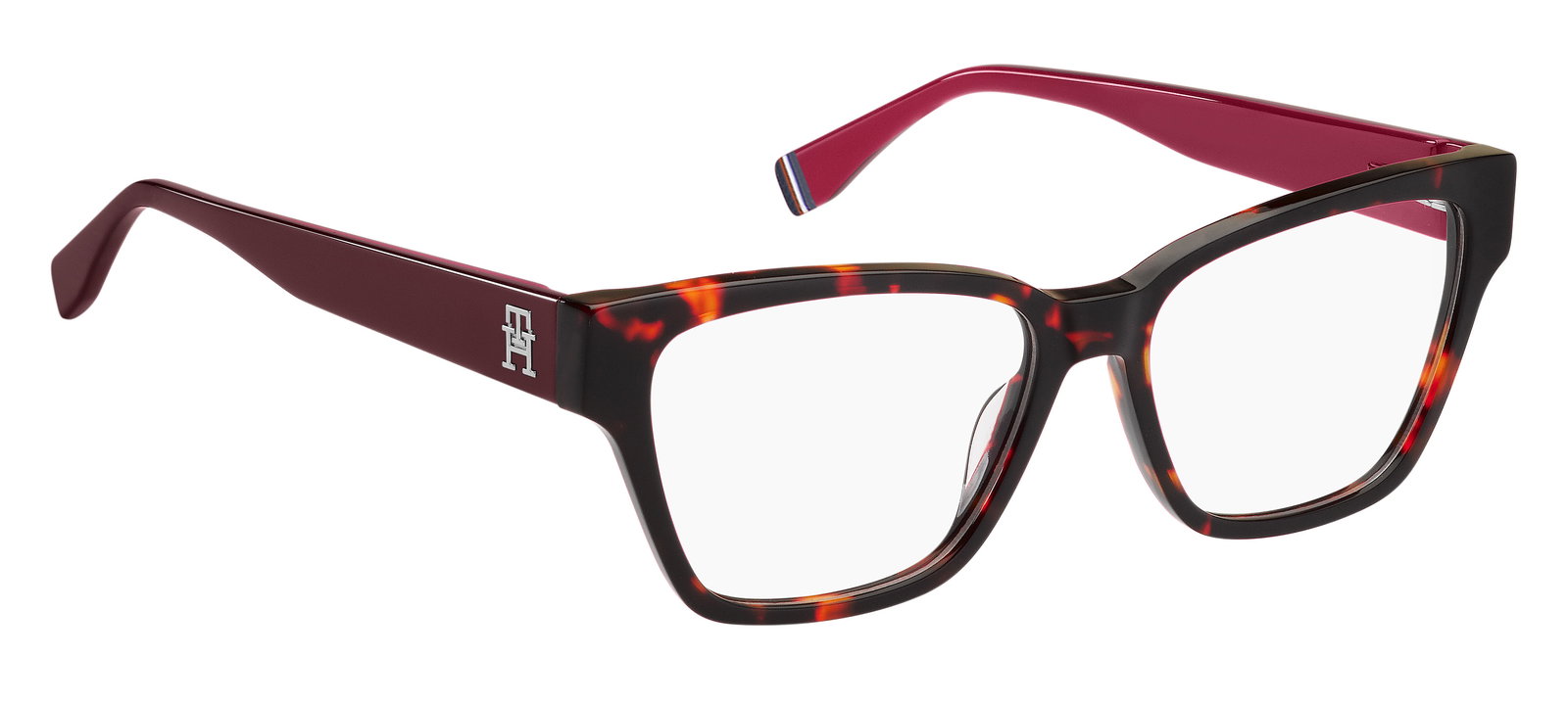 Das Bild zeigt die Cat-Eye-Brille TH2000 0UC für Damen von der Marke Tommy Hilfiger in havanna rot von rechts