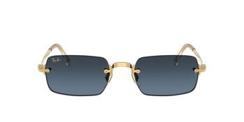 Das Bild zeigt die Ray Ban Sonnenbrille RB3928 in Gold mit blauen Verlaufsgläsern von vorne.