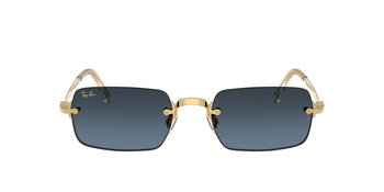 Das Bild zeigt die Ray Ban Sonnenbrille RB3928 in Gold mit blauen Verlaufsgläsern von vorne.