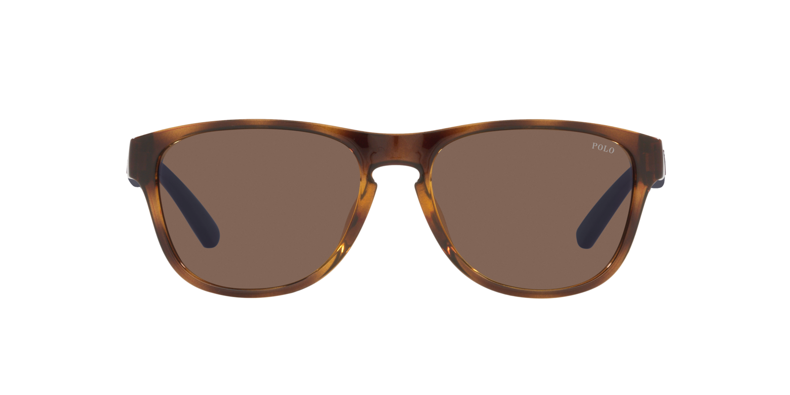 Das Bild zeigt die rechteckige Sonnenbrille PH4180U 500373 für Herren von der Marke Polo Ralph Lauren in braun havanna von vorne