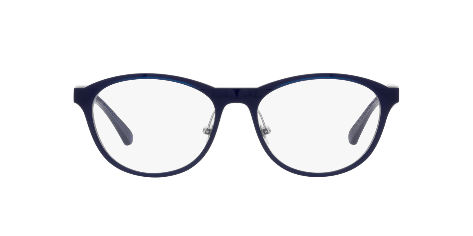 Das Bild zeigt die runde Brille OX8057 805704 54 für Damen von der Marke Oakley in blau schwarz von vorne