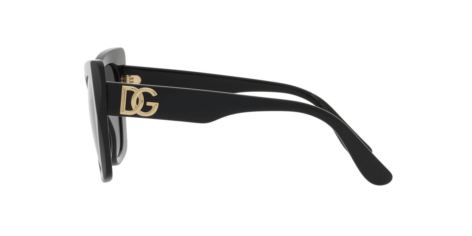 Das Bild zeigt die Cat-Eye-Sonnenbrille DG4405 501/8G 53 für Damen von der Marke Dolce & Gabbana in schwarz von rechts