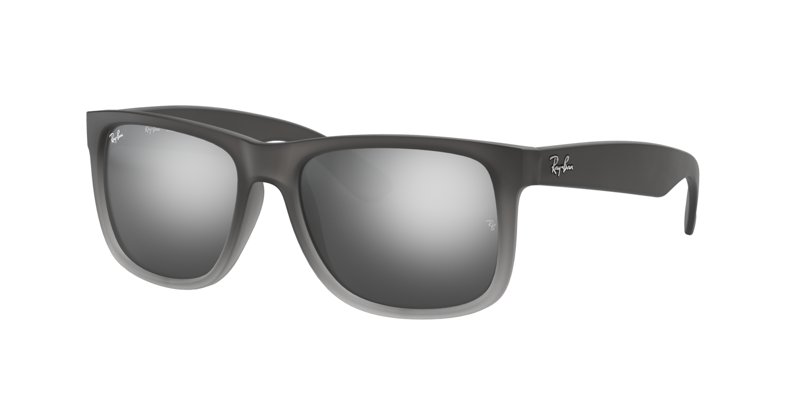Das Bild zeigt die rechteckige Sonnenbrille Justin RB4165 für Herren von der Marke Ray-Ban in grau von vorne