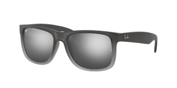 Das Bild zeigt die rechteckige Sonnenbrille Justin RB4165 für Herren von der Marke Ray-Ban in grau von vorne
