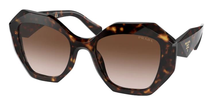 Das Bild zeigt die ovale Sonnenbrille PR 16WS 2AU6S1 für Damen von der Marke Prada in braun havanna von vorne