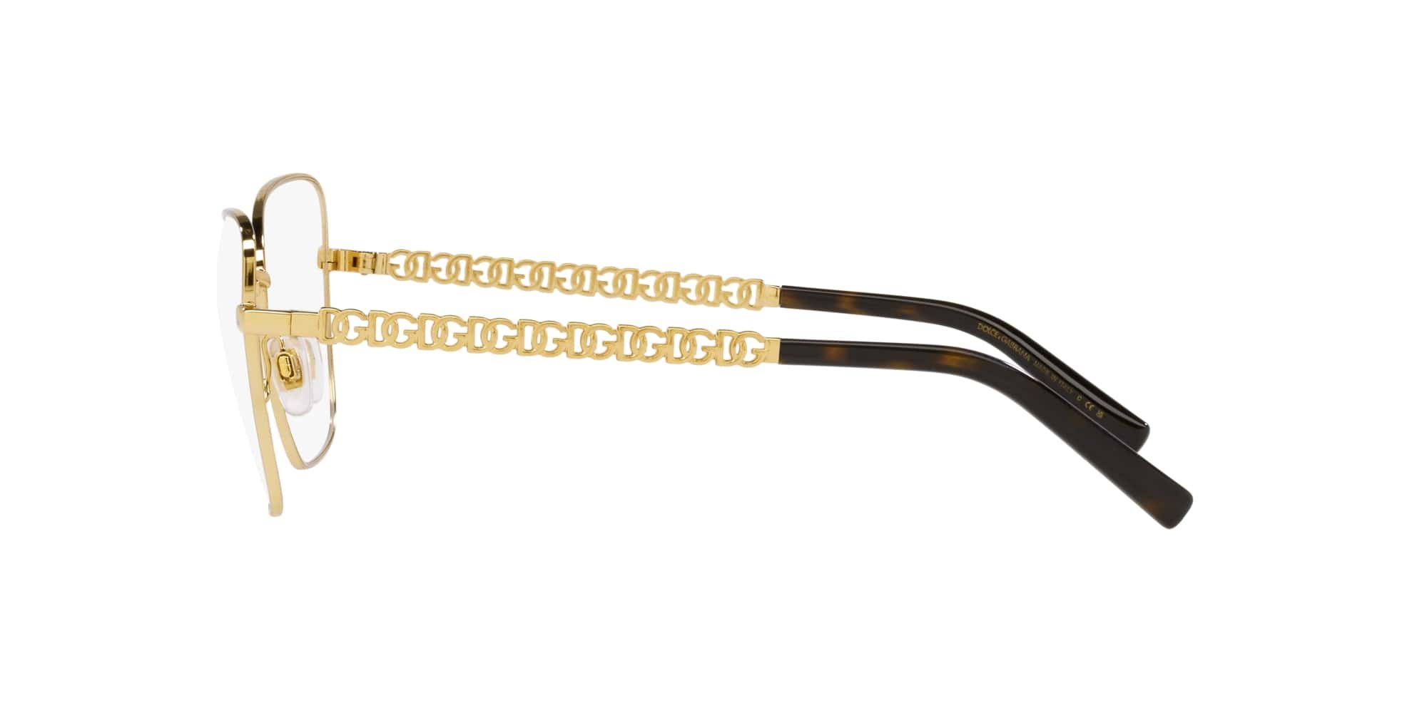 Das Bild zeigt die Korrektionsbrille DG1346 02 von der Marke D&G in gold.