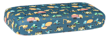 Das Bild zeigt das Kinderbrillenetui Bagger leicht von der Seite.