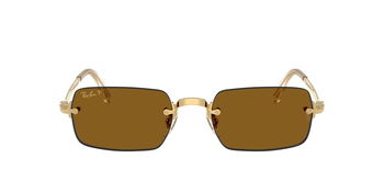 Das Bild zeigt die Ray Ban Sonnenbrille RB3928 in Gold mit dunkelbraun polarisierten Gläsern von vorne.