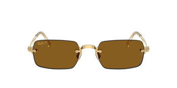 Das Bild zeigt die Ray Ban Sonnenbrille RB3928 in Gold mit dunkelbraun polarisierten Gläsern von vorne.