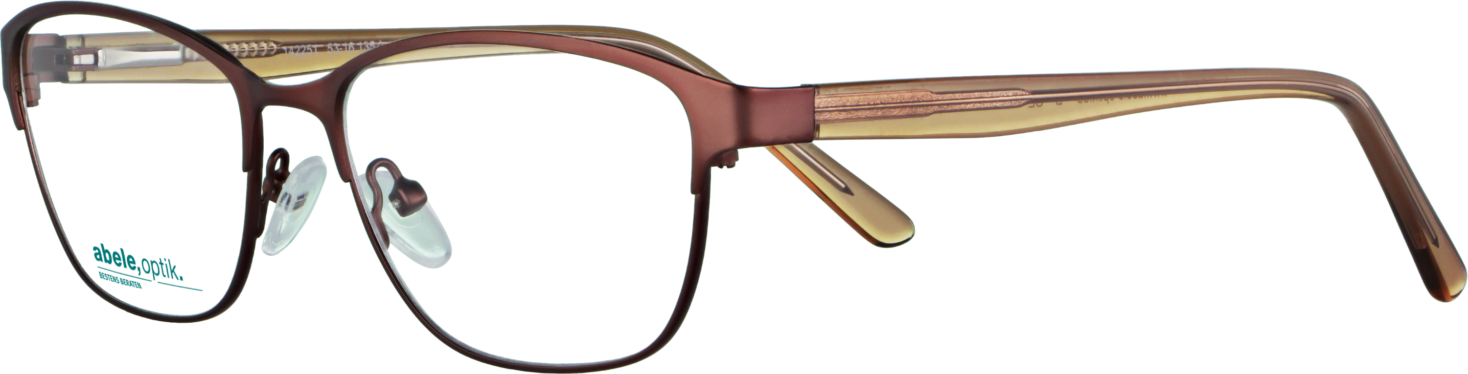 Das Bild zeigt die Korrektionsbrille 142251 von der Marke Abele Optik in braun matt.