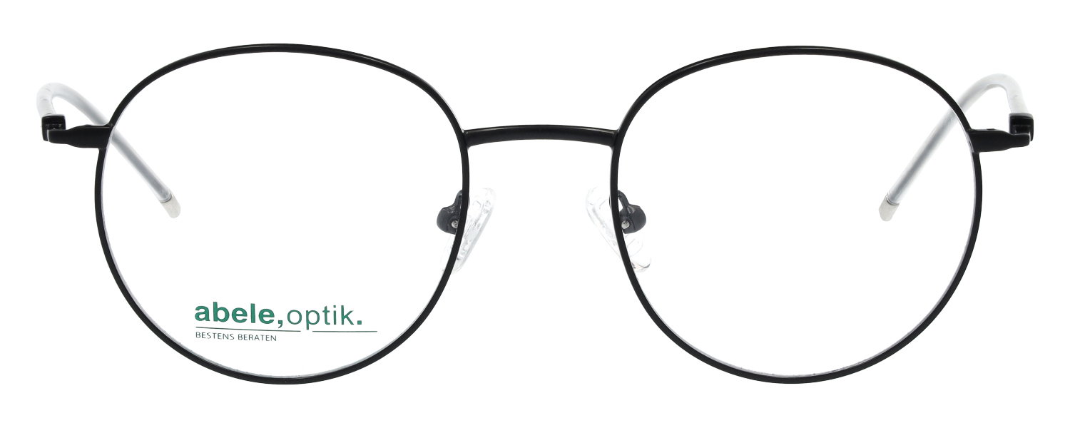 Das Bild zeigt die runde Brille 146311 für Damen von der Marke Abele Optik in schwarz matt von vorne