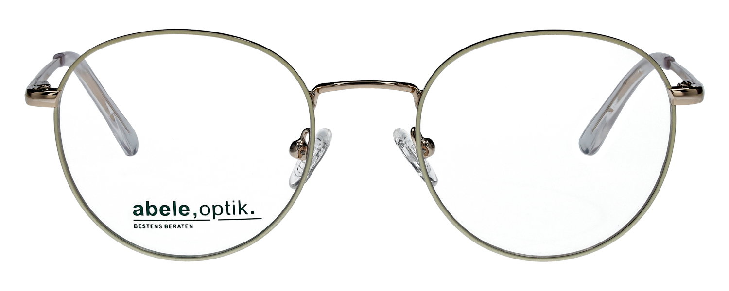 Das Bild zeigt die runde Brille 145551 für Damen von der Marke Abele Optik in gold von vorne