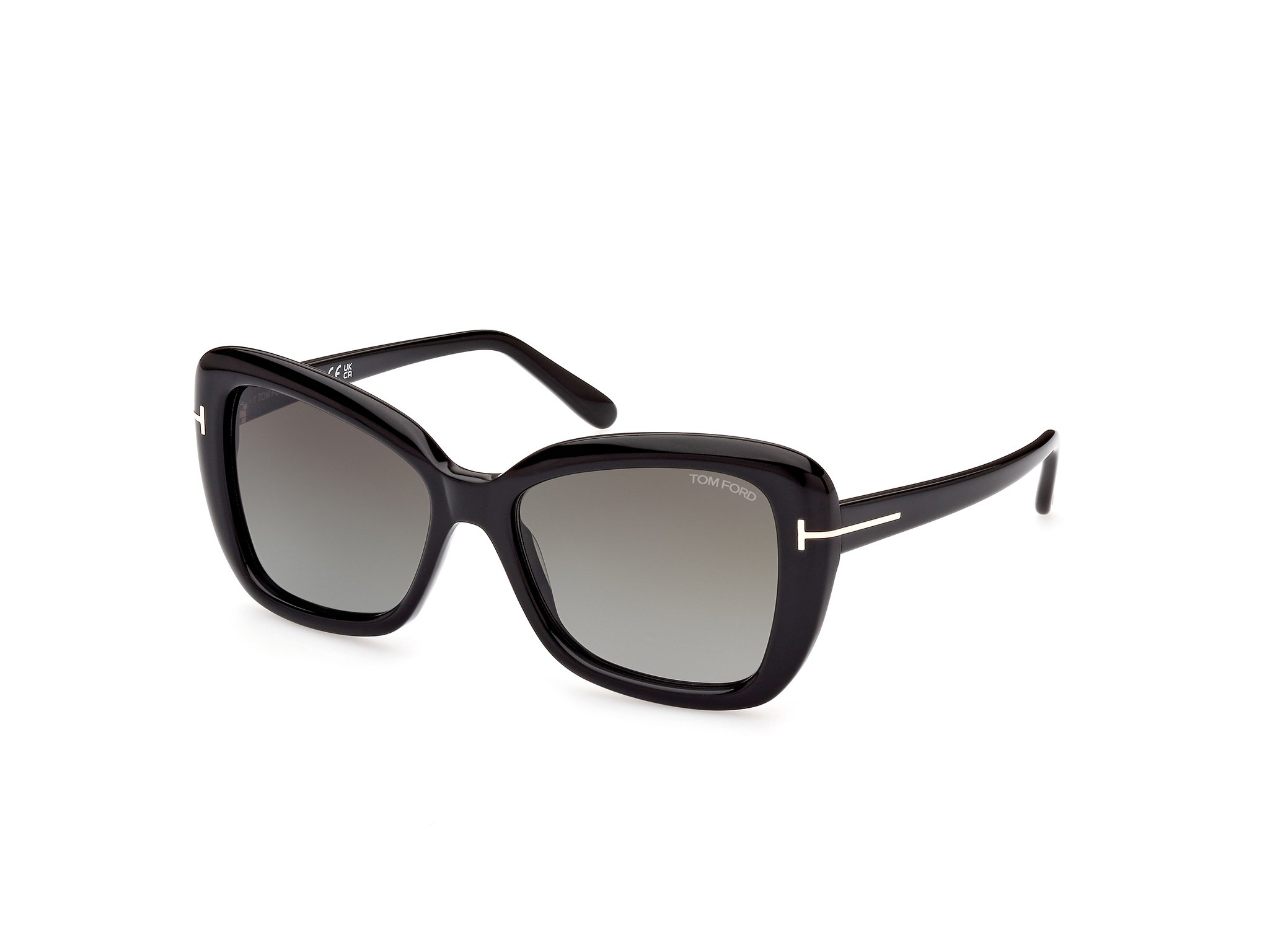 Das Bild zeigt die Sonnenbrille FT1008 der Marke Tom Ford in schwarz von der Seite.