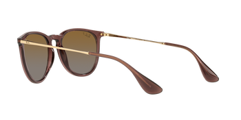 Das Bild zeigt die dunkelbraune Ray Ban Erika leicht schräg von hinten.