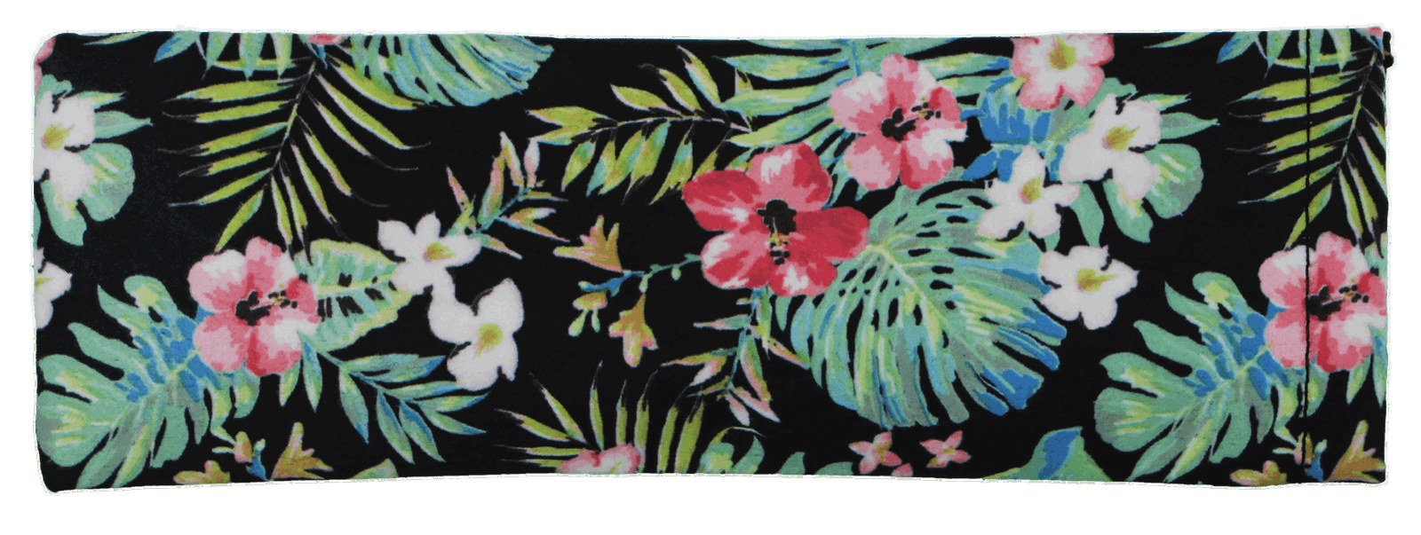 Das Bild zeigt ein rechteckiges Brillenetui in Hawaiiblumen-Print.