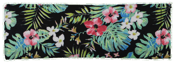 Das Bild zeigt ein rechteckiges Brillenetui in Hawaiiblumen-Print.