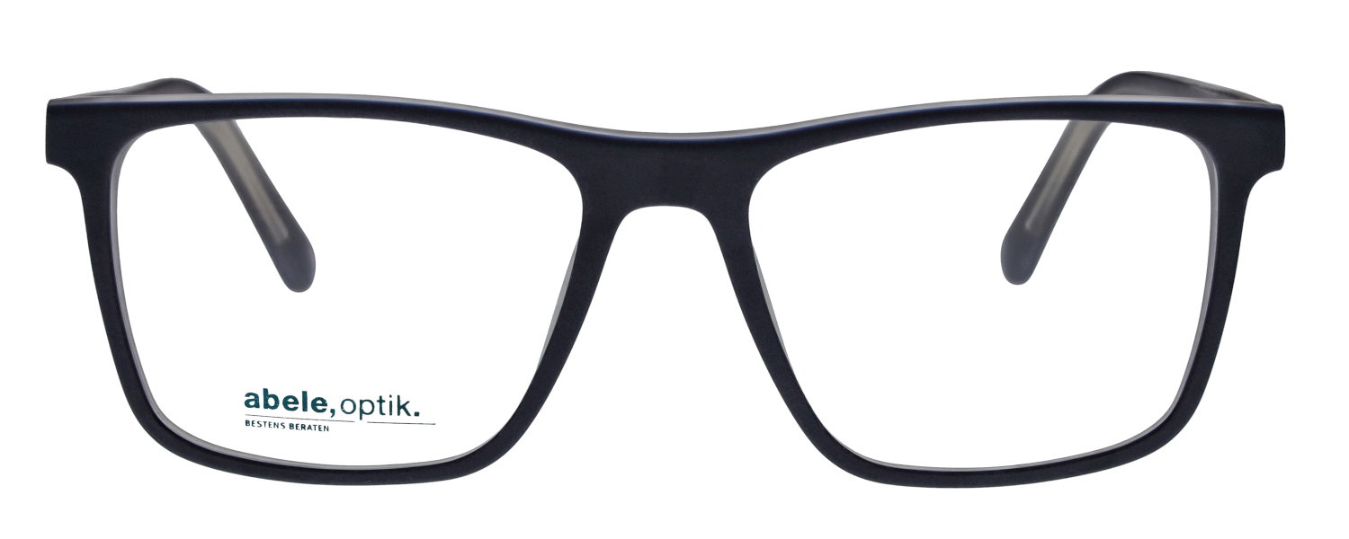 Das Bild zeigt die rechteckige Brille 146471 für Herren von der Marke Abele Optik in blau matt von vorne