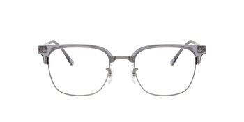 Das Bild zeigt die Korrektionsbrille RX7216 von Ray Ban in Grau/Silber von vorne.