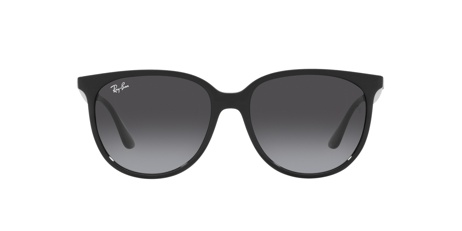 Das Bild zeigt die quadratische Sonnenbrille RB4378 für Damen von der Marke Ray Ban in schwarz von vorne