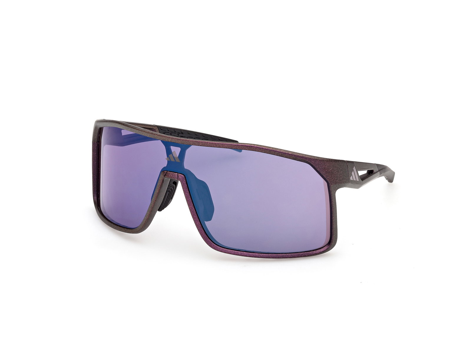 Das Bild zeigt die Adidas Sport Sonnenbrille Alkator SP0124 in matt violett leicht seitlich.