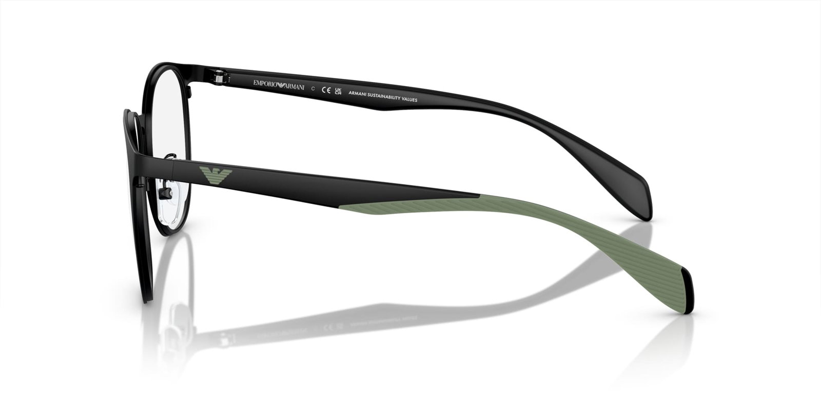 Das Bild zeigt die ovale Brille EA1148 3001 für Herren von der Marke Emporio Armani in matt schwarz von rechts