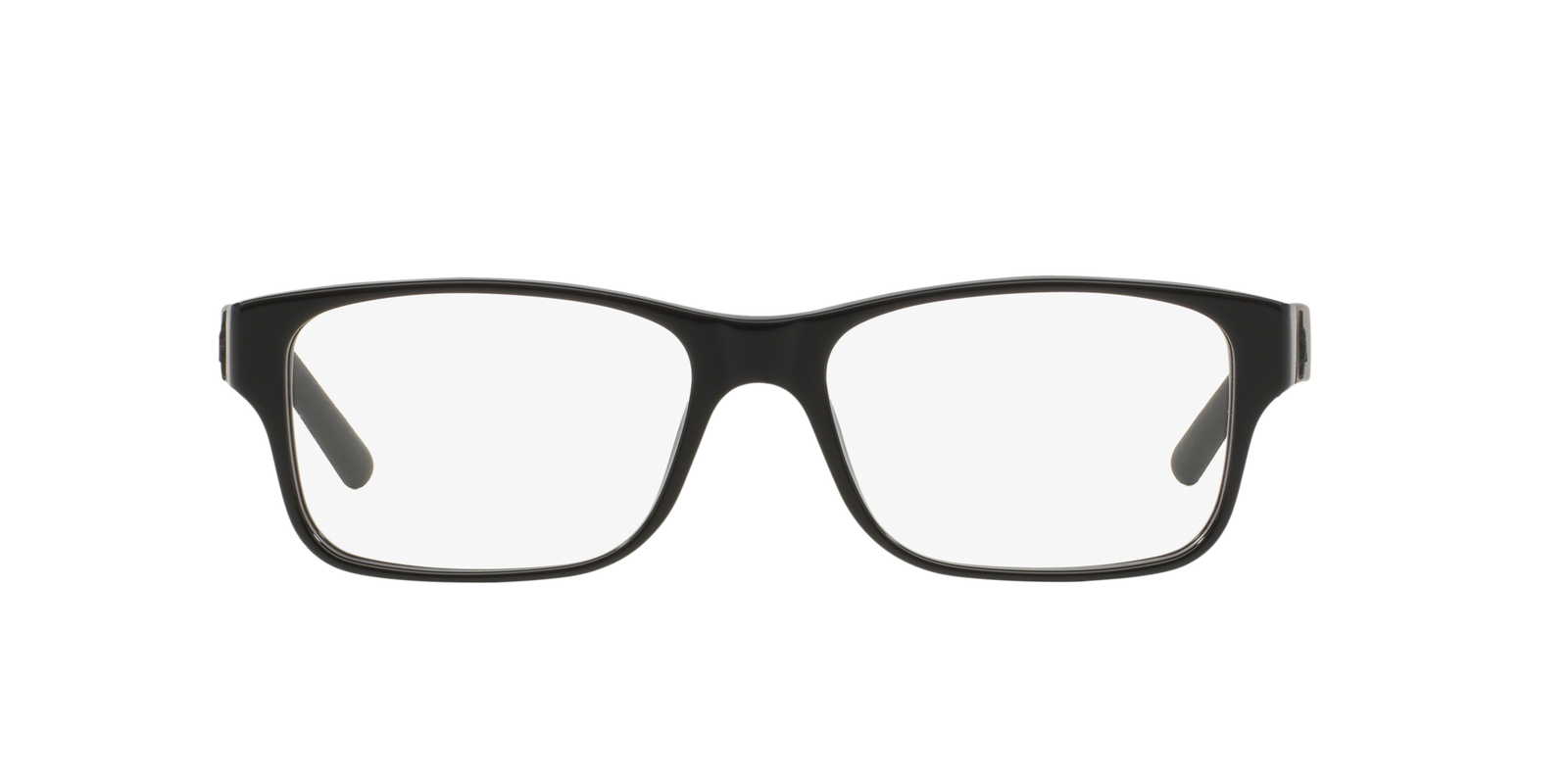 Das Bild zeigt die rechteckige Brille PH2117 5001 für Herren von der Marke Polo in schwarz von vorne