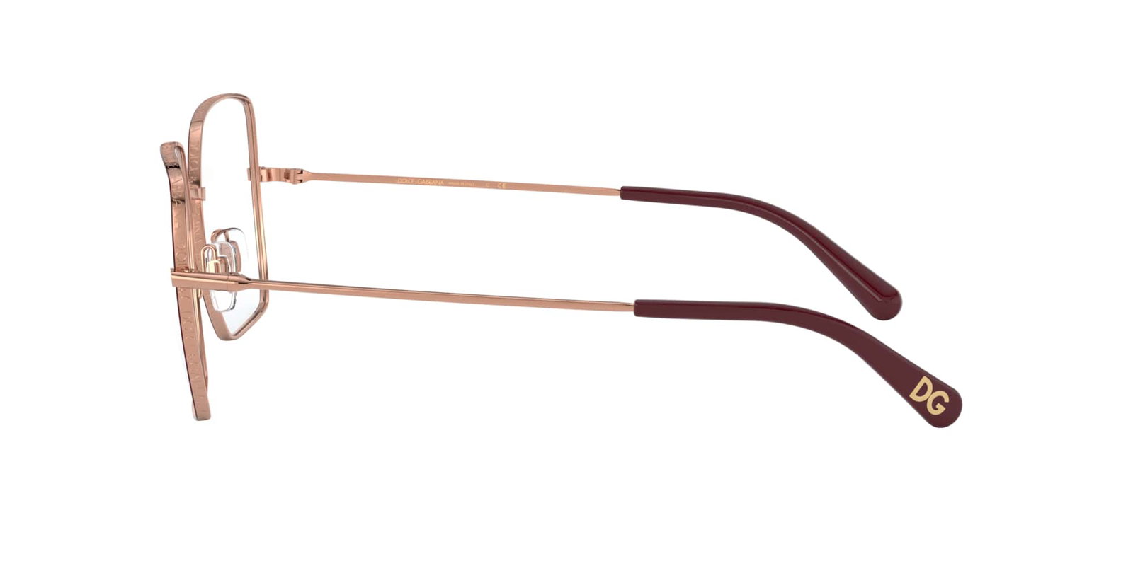 Das Bild zeigt die Korrektionsbrille DG1323 1333 von der Marke D&G in rotgold.